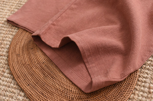 Women Casual Style Linen and Cotton Wide Leg Pants