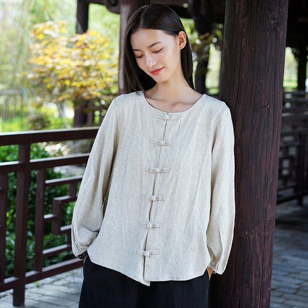 Women Retro Style Linen and Cotton Jacket