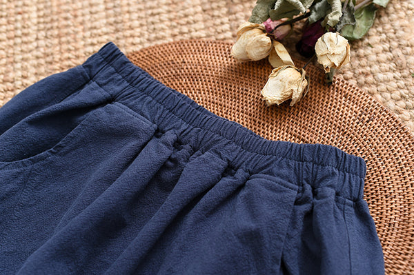 Women Linen and Cotton Bud Midi Skirt