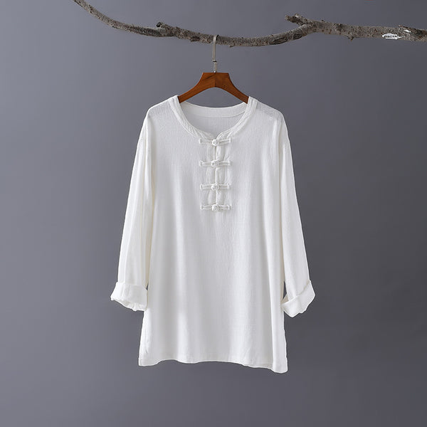 Women TaiChi Style Linen and Cotton Long Sleeves KungFu Set (Top+Pants)