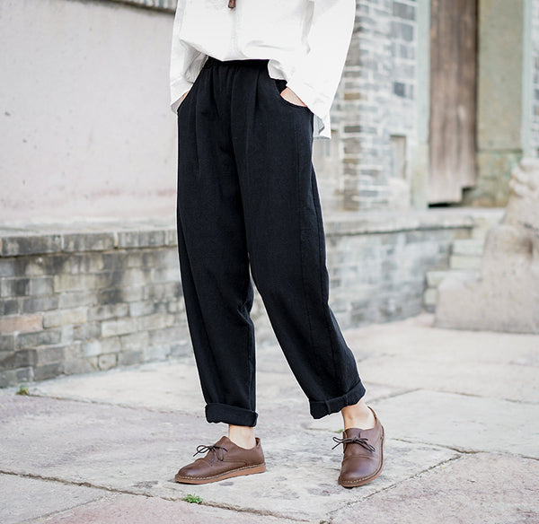 Women Casual Style Linen and Cotton Harem Lantern Pants