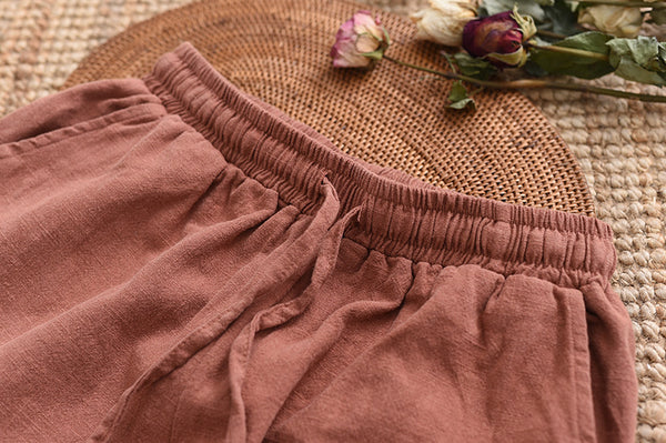Women Casual Style Linen and Cotton Wide Leg Pants
