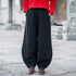 Women Pure Color Linen and Cotton Quilted Lantern Pants