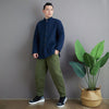 Men Simple Pure Color Style Linen and Cotton Quilted Jacket