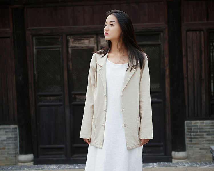 Women Casual Style Linen and Cotton Jacket