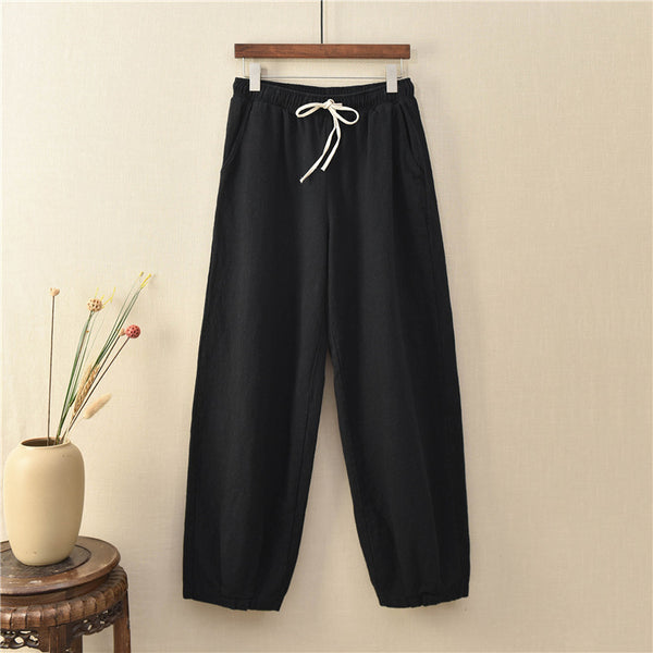 Women Linen and Cotton Sand-Washed Lantern Style Pants
