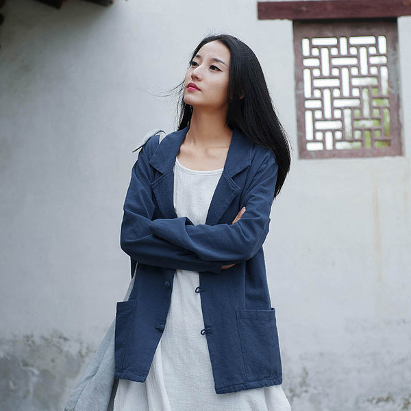 Women Casual Style Linen and Cotton Jacket