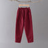 Women Pure Color Linen and Cotton Quilted Cropped Pants