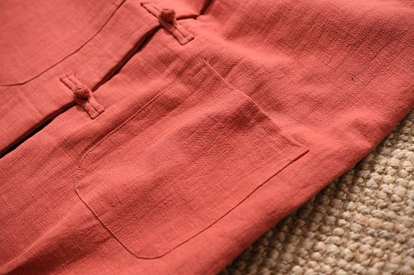 Women Eastern Style Water-washed Linen and Cotton Quilted Vest