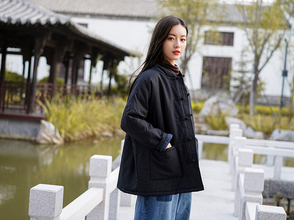 Women Classic Chinese Style Linen and Cotton Quilted Jacket