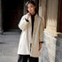 Women Retro Style Buckle Middle Length Linen and Cotton Quilted Coat