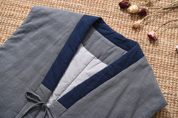 Women Retro Style Sleeveless Linen and Cotton Short Quilted Vest