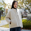 Women Retro Style Short Length Linen and Cotton Grid Quilted Coat