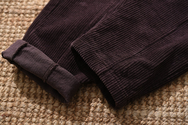 Women Pure Color Corduroy Cropped Pants