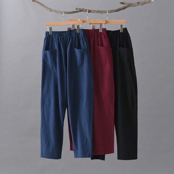 Women Pure Color Lantern Cropped Pants