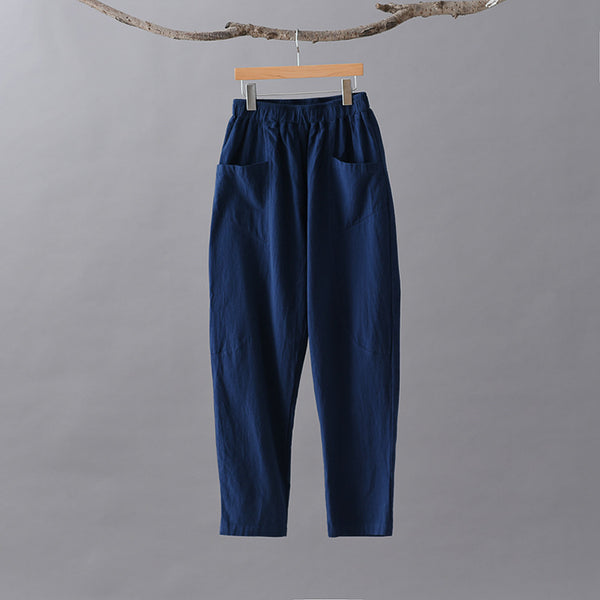 Women Pure Color Lantern Cropped Pants