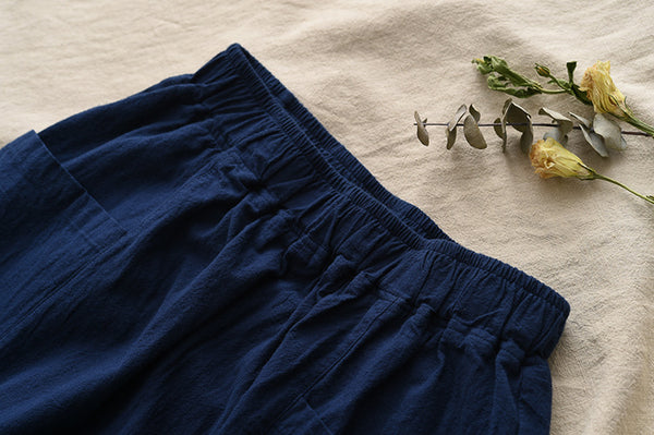 Women Pure Color Lantern Cropped Pants