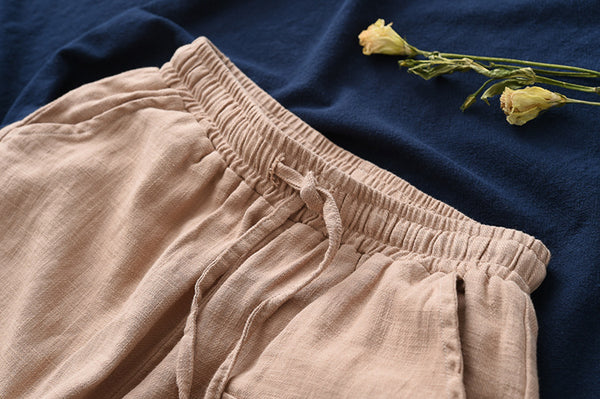 Women Retro Style Linen and Cotton Straight Pants