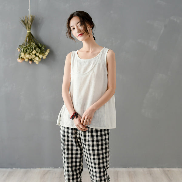 Women Wild Style Linen and Cotton Tank