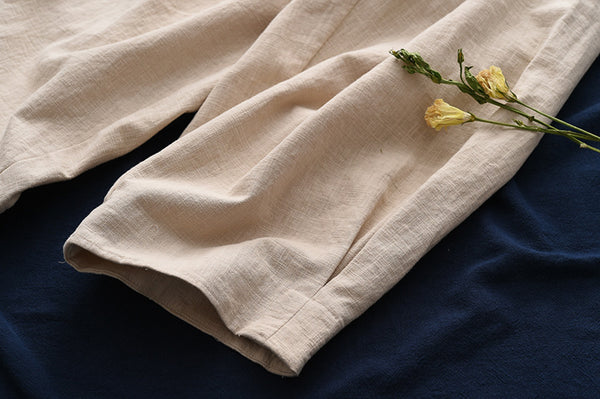 Women Linen and Cotton Lantern Capri Pants