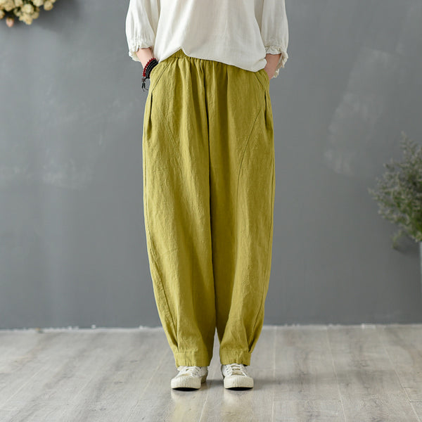 Women Pure Color Loose Lantern Pants