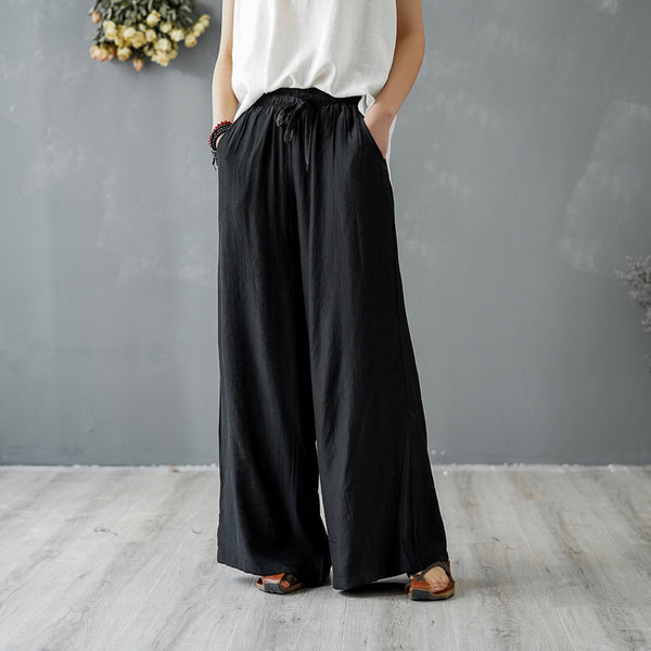 Women Thin Yoga Style "Cupra Fabric" Wide Legs Pants