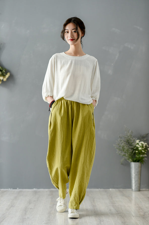 Women Pure Color Loose Lantern Pants