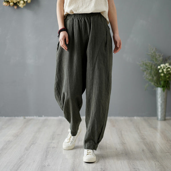 Women Pure Color Loose Lantern Pants