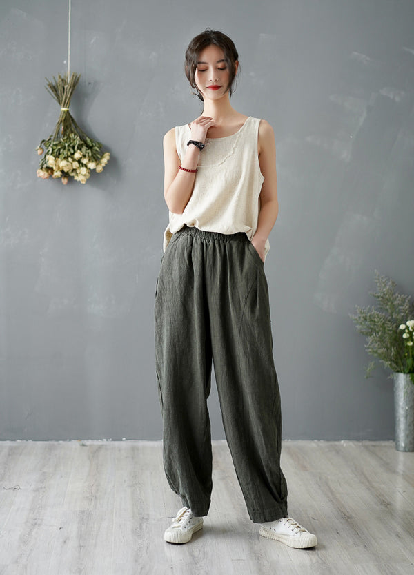 Women Pure Color Loose Lantern Pants