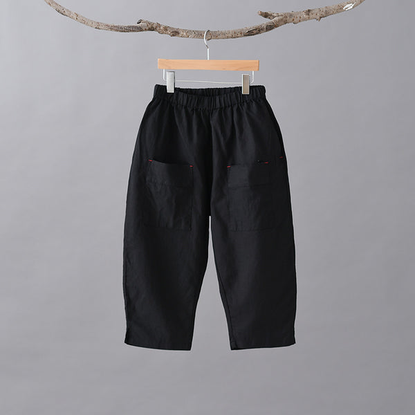 Women Simple Style Linen and Cotton Capri Pants