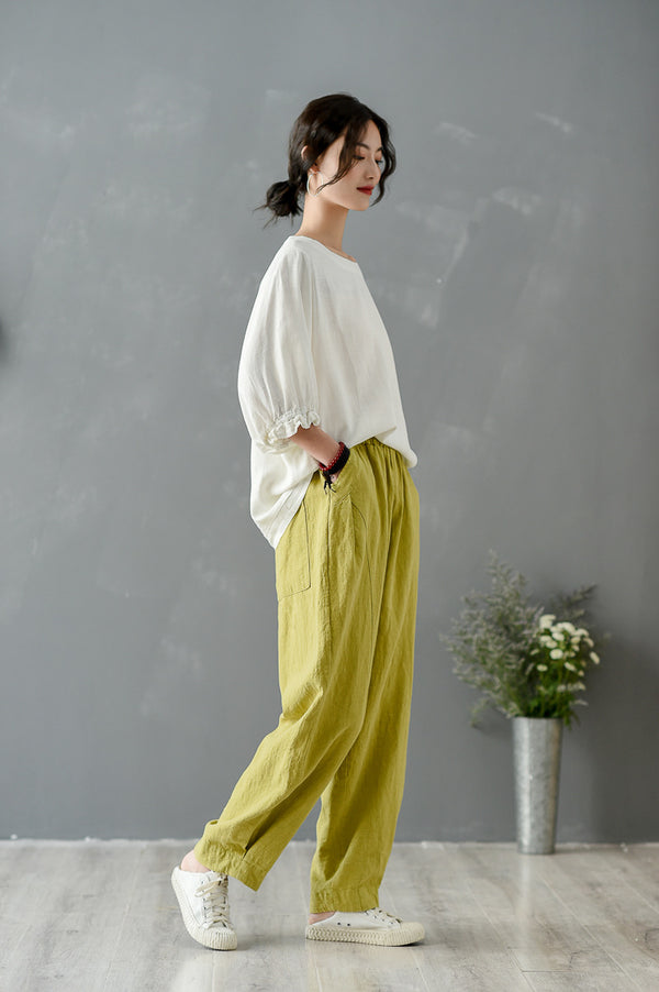 Women Pure Color Loose Lantern Pants