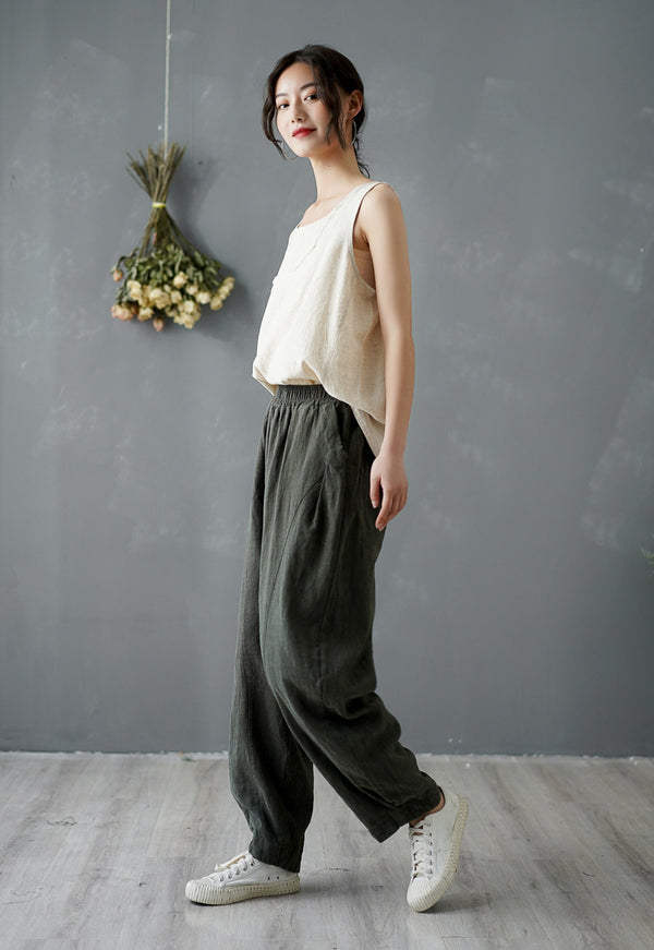Women Pure Color Loose Lantern Pants