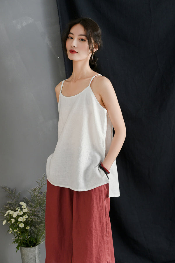 Women Simple Linen and Cotton Camisole