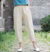 Women Linen and Cotton Comfort Style Cropped Pants