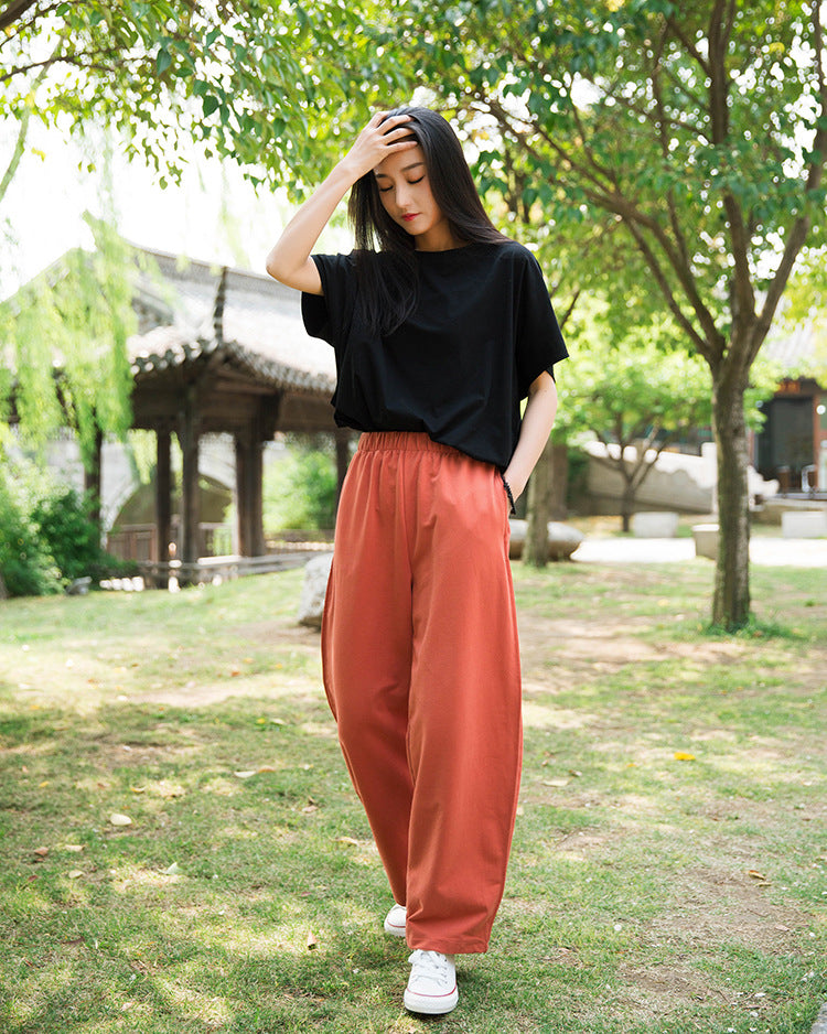 Women Loose Sporty Style Cotton Lantern Pants