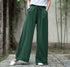 Women Sand Washed Linen and Cotton Wide Leg Pants