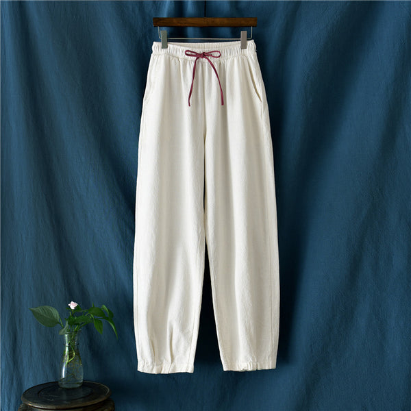 Women Loose Style Water-washed Linen and Cotton Lantern Pants