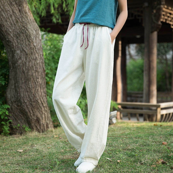 Women Loose Style Water-washed Linen and Cotton Lantern Pants