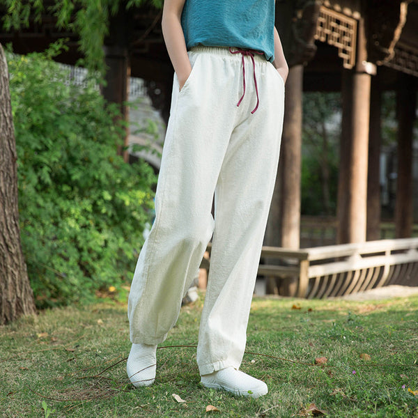 Women Loose Style Water-washed Linen and Cotton Lantern Pants