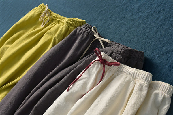 Women Loose Style Water-washed Linen and Cotton Lantern Pants