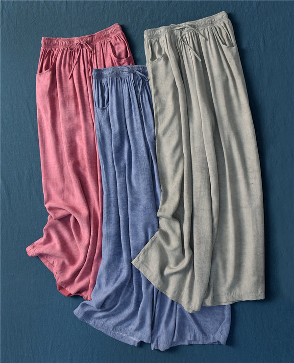 Women TENCELL Tie Dye Yoga Style Wide Legs Pants