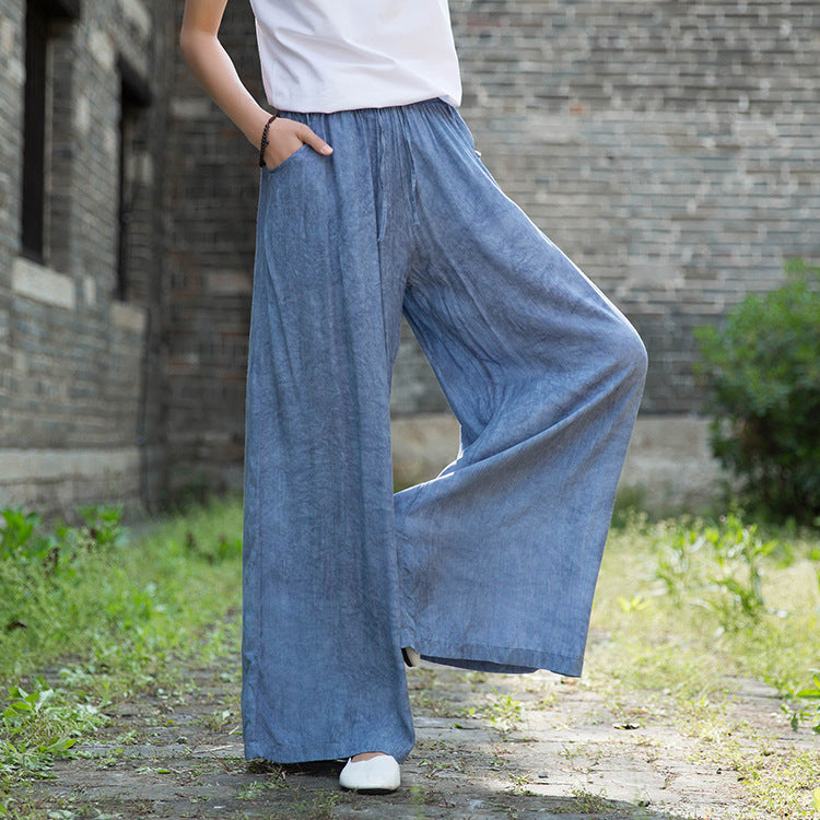 Women TENCELL Tie Dye Yoga Style Wide Legs Pants