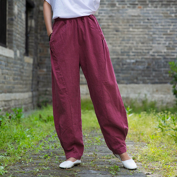 Women Linen and Cotton Lantern Style Pants