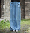 Women Causal Jean Style Cotton Wide Leg Pants