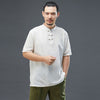 Men Modern Aisian Style Linen and Cotton Round Necked Short Sleeve T-shirt