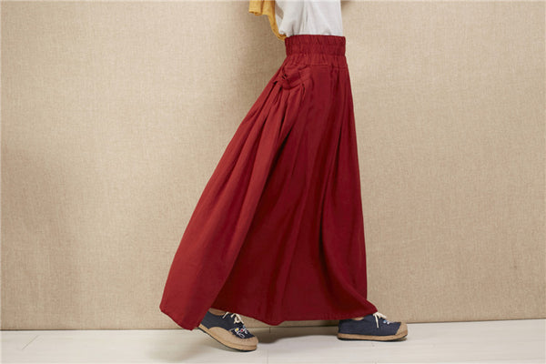 Women New Style Loose Linen and Cotton Ankle Length Skirt