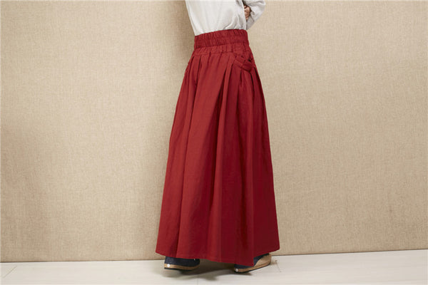 Women New Style Loose Linen and Cotton Ankle Length Skirt