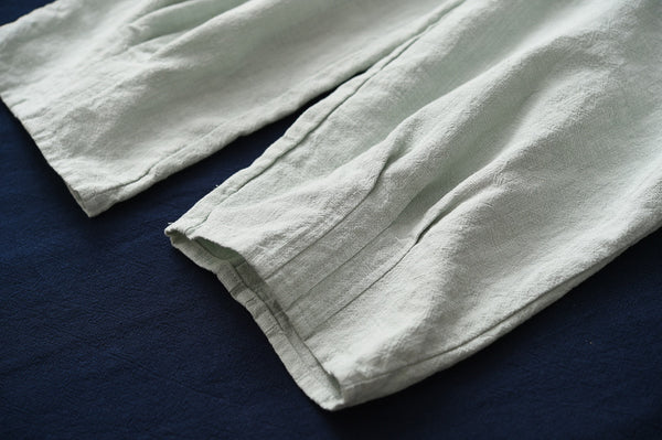 Women Simple Casual Style Linen and Cotton Lantern Cropped Pants