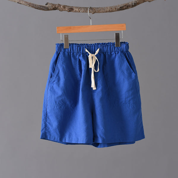 Women Simple Style Linen and Cotton Shorts