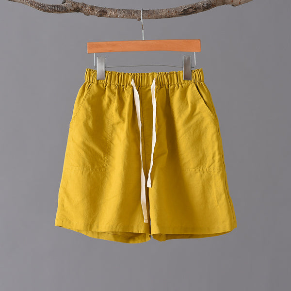 Women Simple Style Linen and Cotton Shorts